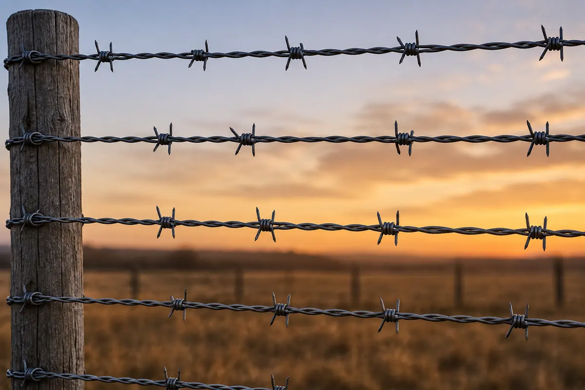 Barbed wire fence installation